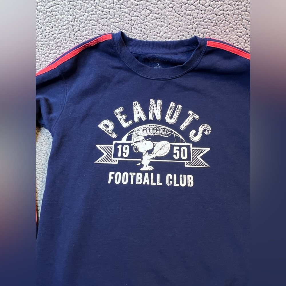Peanuts Long Sleeve Sweatshirt Womens Size Small Blue And Red Stripes - Picture 9 of 9